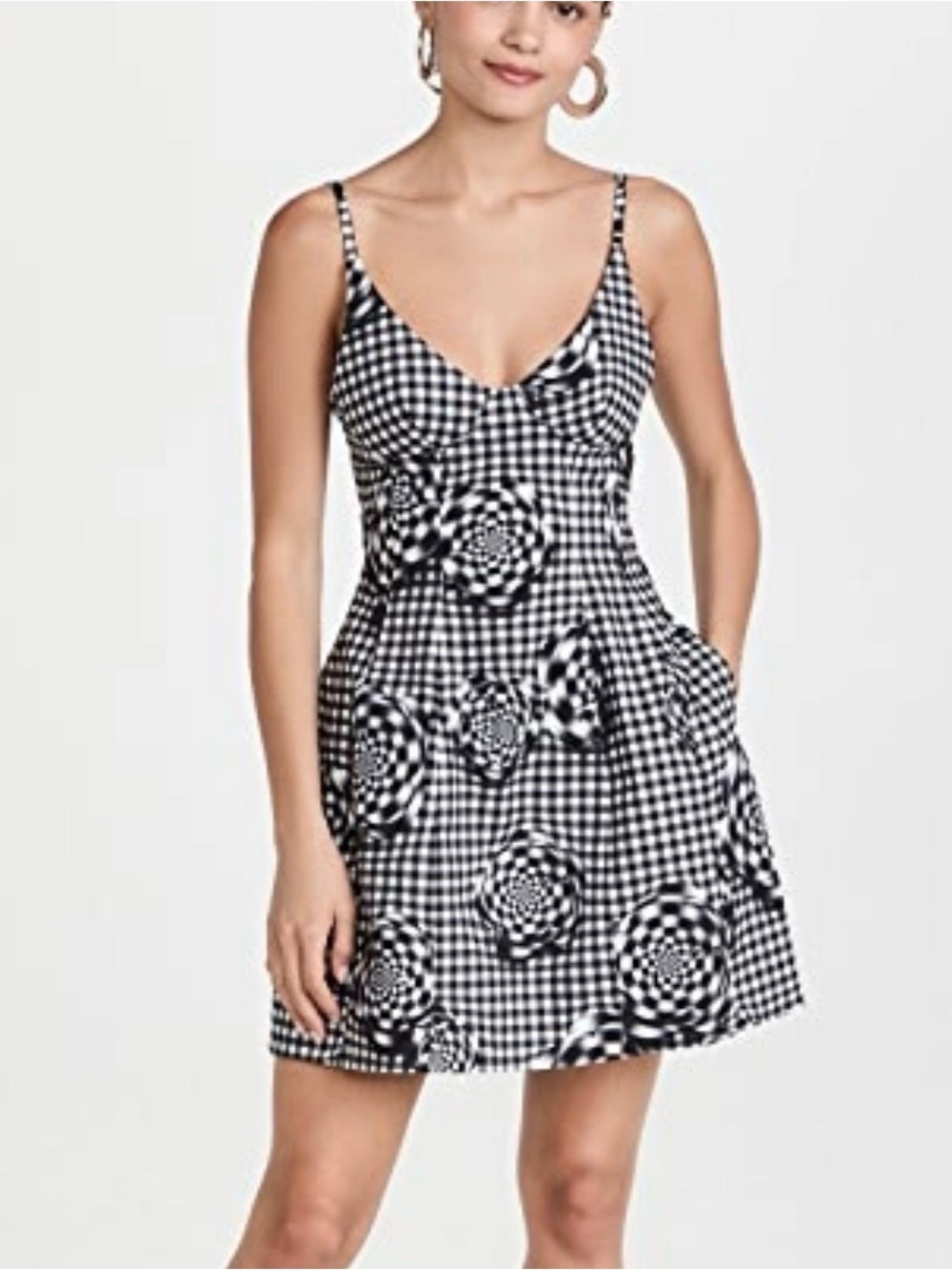 BRANDON MAXWELL BUBBLE Check Bustier Mini DRESS